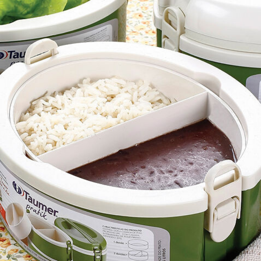 Prato Marmita Térmica 2 Divisórias Microondas 1,5l Taumer