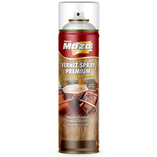 Spray Verniz Brilhante Premium Madeiras 350ml Cores Maza