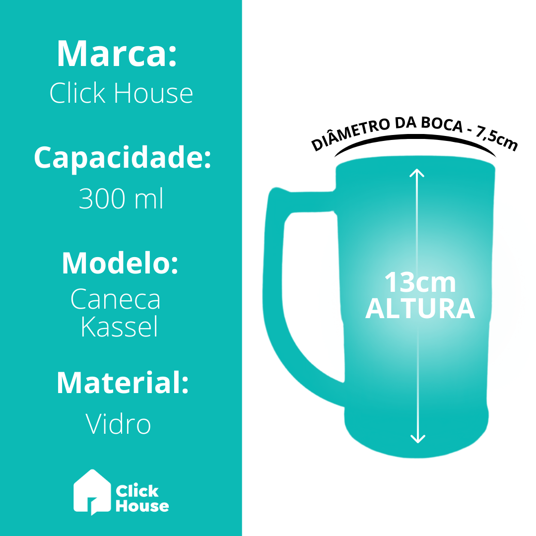 Caneca De Vidro Kassel Transparente Chopp Cerveja 300ml