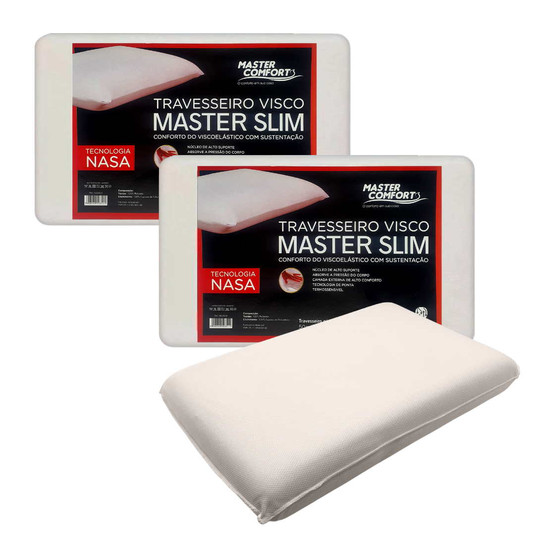 2 Travesseiros Nasa Viscoelástico Master Slim Sono 50x70cm