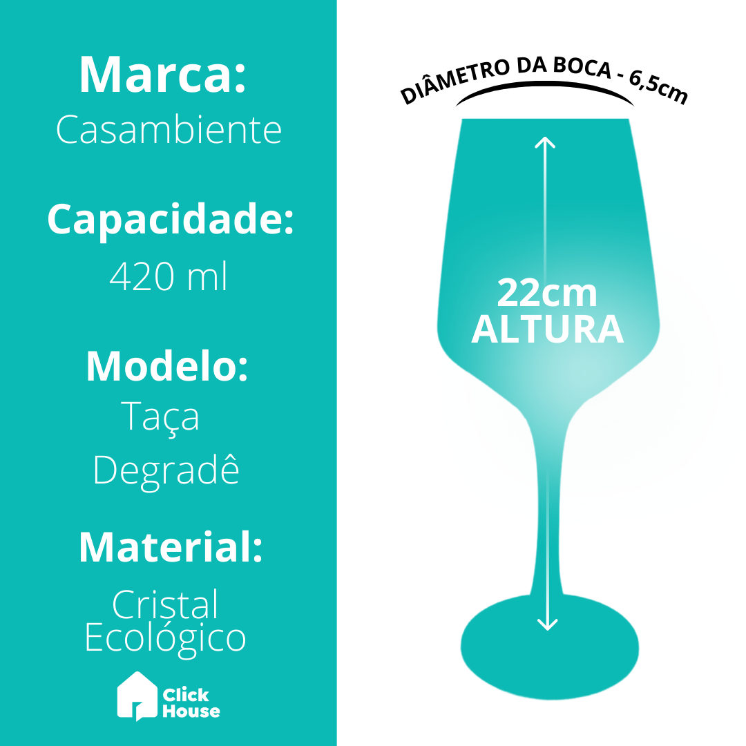 Taça Degradê Colorida Drink 420ml - CASAMBIENTE - 1 Unidade