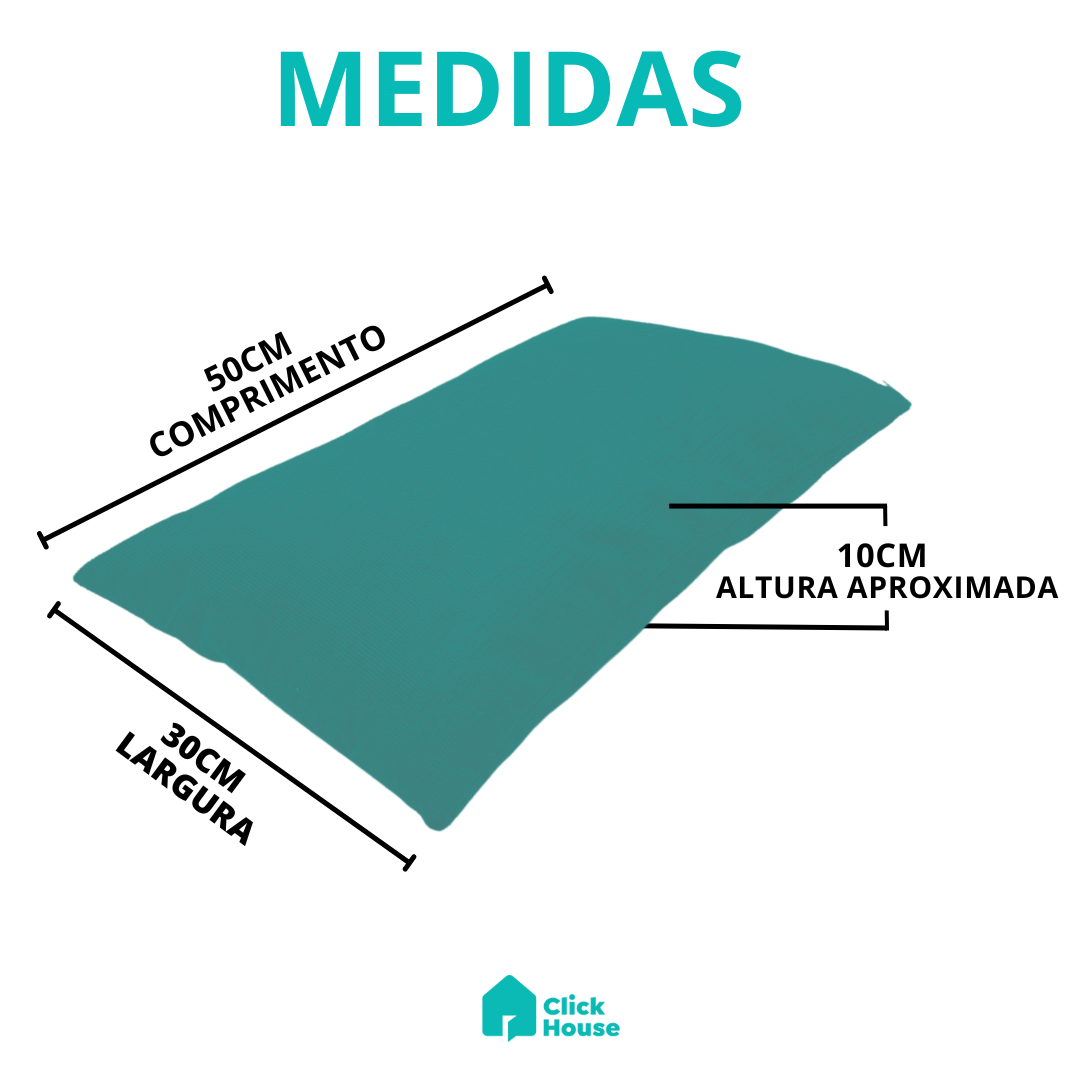 Almofada Baguete Enchimento Fibra Retangular Veludo 30x50cm