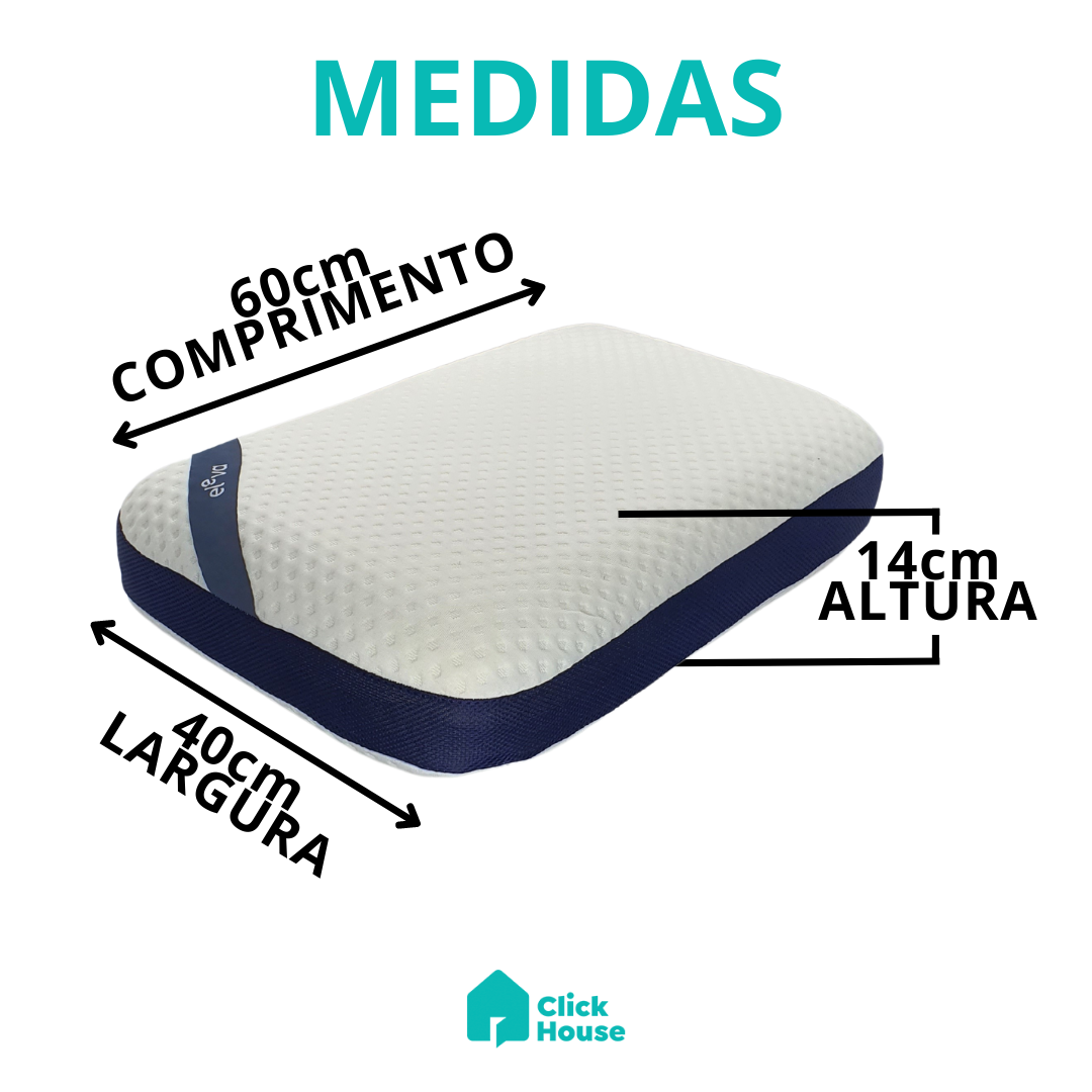 Travesseiro Revigore Eleva Médio Macio Antialérgico Anatômico Espuma De Memória Ortopédica 40x60cm
