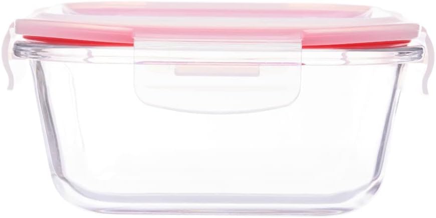 Pote De Vidro Hermético Quadrado Tampa Lock Marmita 800ml