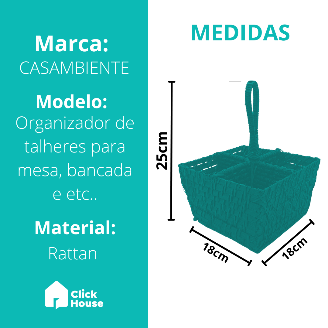 Organizador Porta Talheres Mesa Bancada Em Rattan Bambu