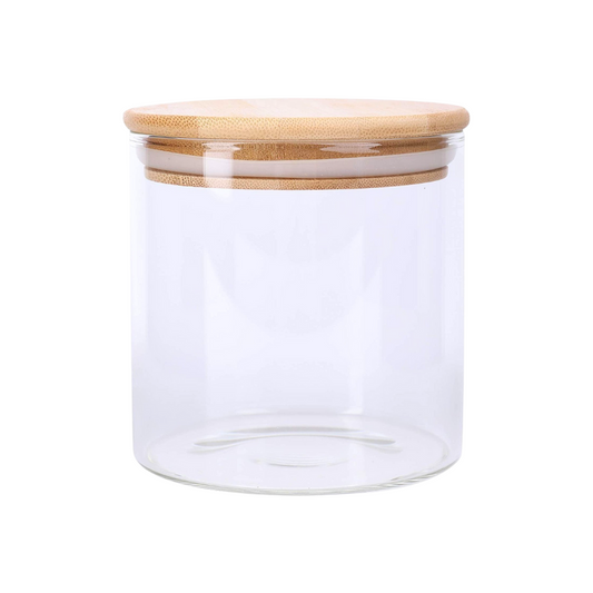 Pote Vidro Hermético Tampa Bambu Tempero Mantimento 300ml