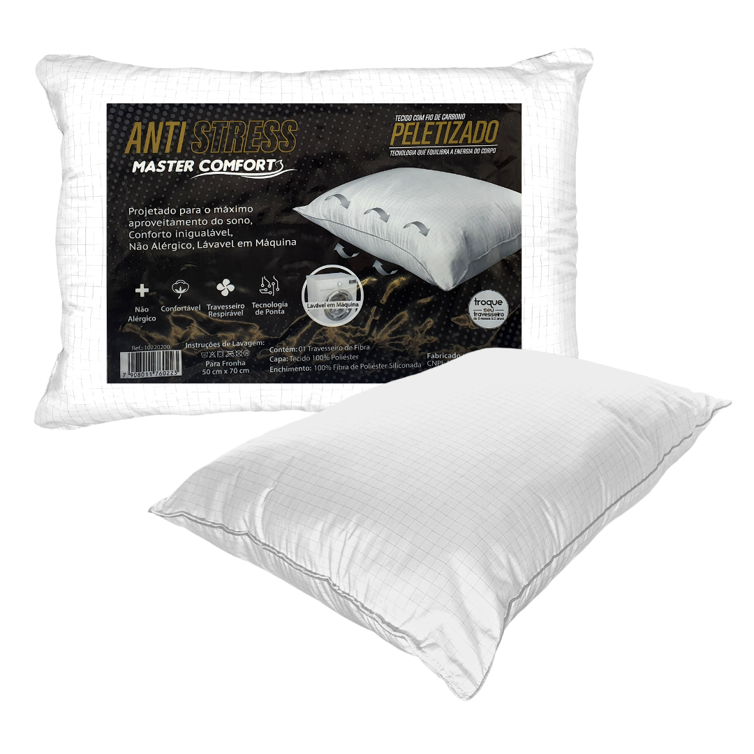 Travesseiro Peletizado Antistress Fio Carbono Fibras 50x70cm