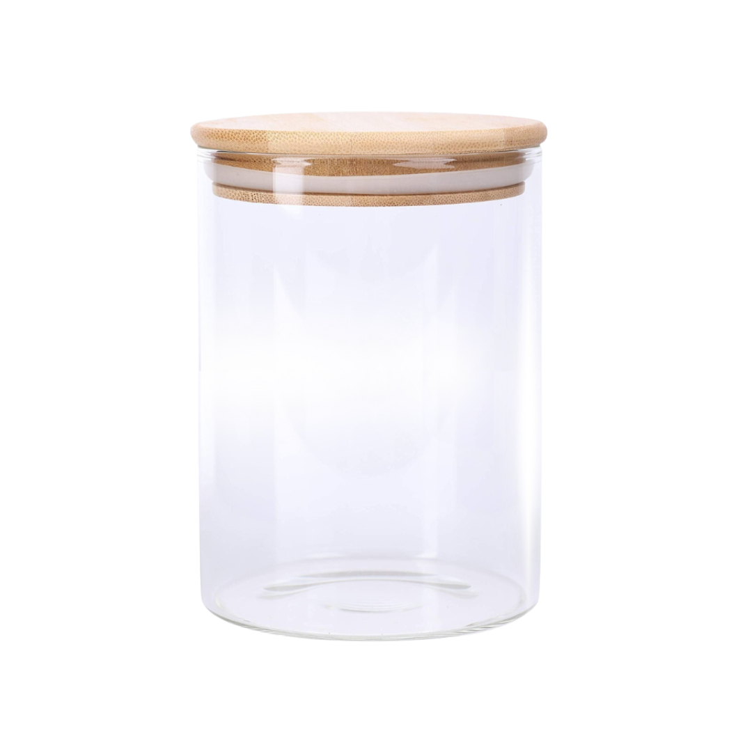 Pote Mantimento Vidro Hermético C/ Tampa Bambu Tempero 600ml