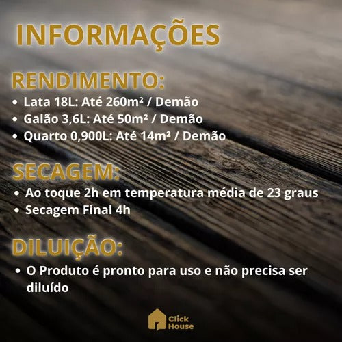 Verniz Para Madeira Base Água Cor Mogno Semi Brilhante 900ml