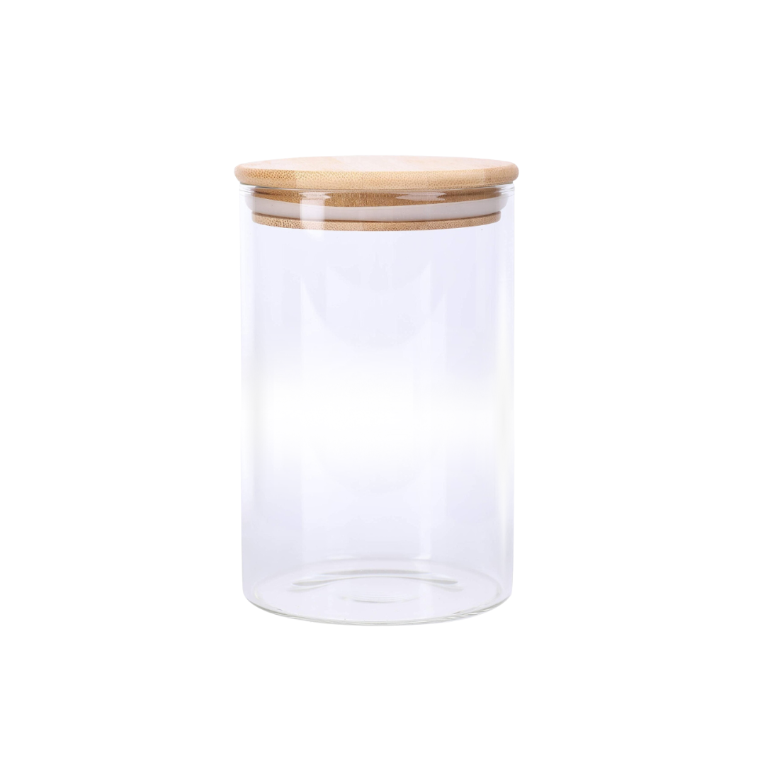 Pote Mantimento De Vidro Hermético Tampa Bambu Tempero 700ml