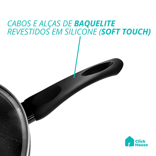 Panela Indução Cerâmica Antiaderente Tampa Não Gruda 20 Cm