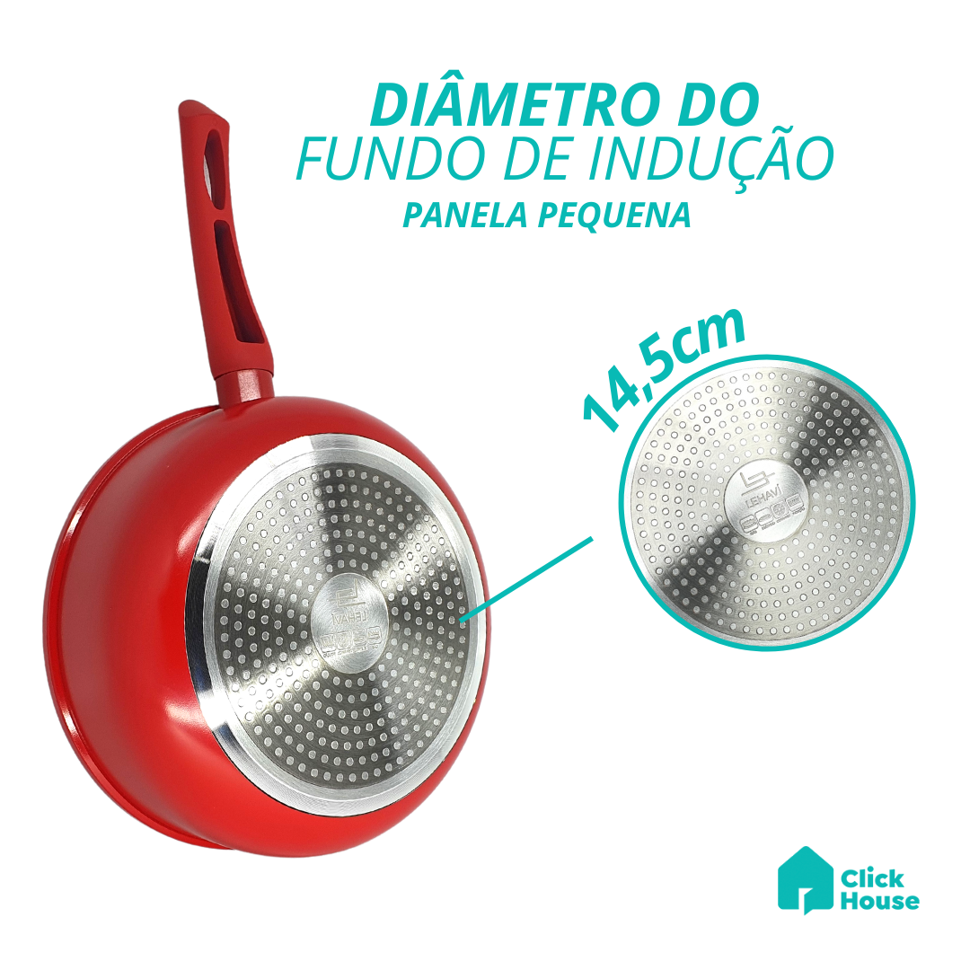 Panela Indução Cerâmica Antiaderente Tampa Não Gruda 20 Cm