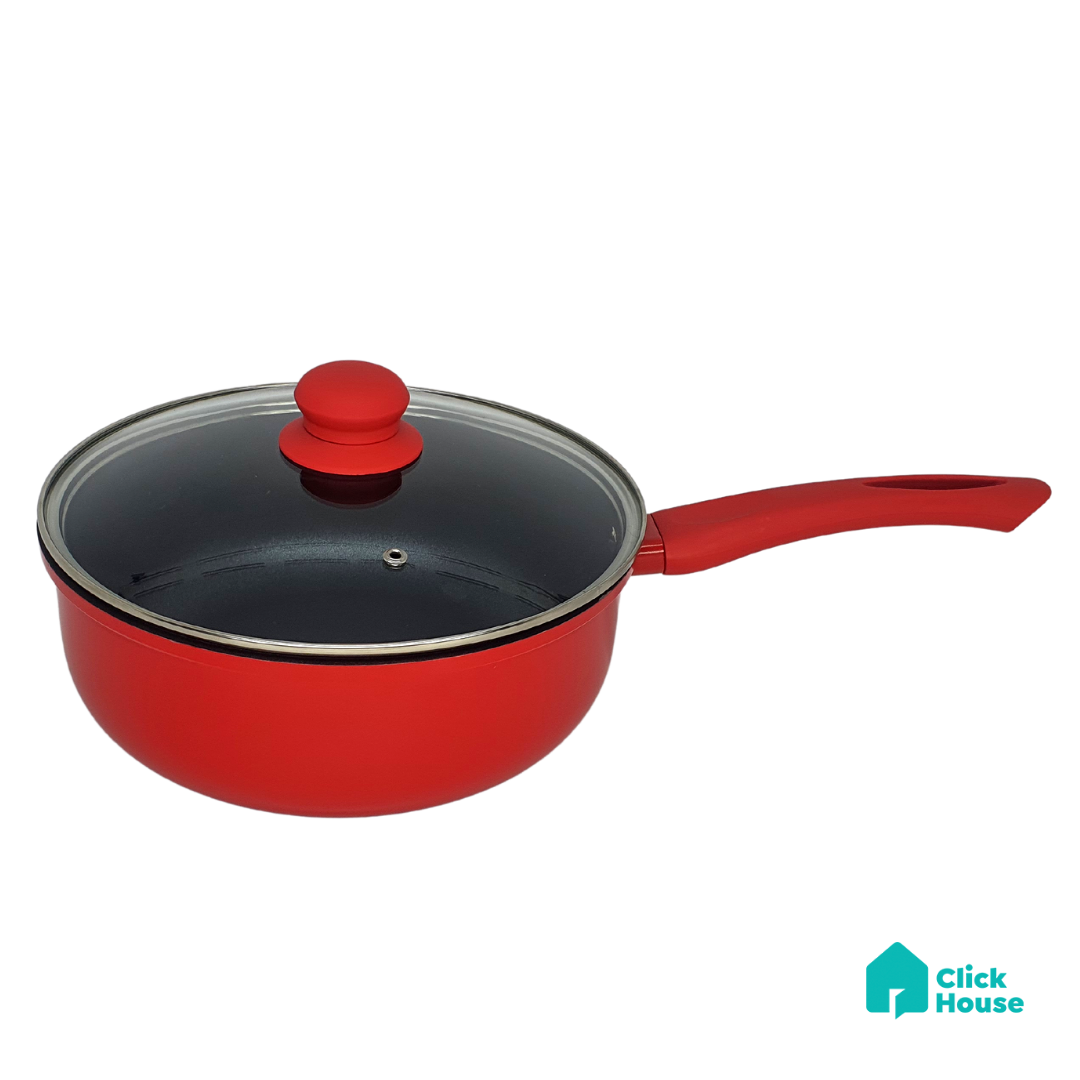 Panela Indução Cerâmica Antiaderente Tampa Não Gruda 24 Cm