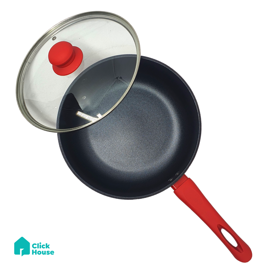 Panela Indução Cerâmica Antiaderente Tampa Não Gruda 24 Cm