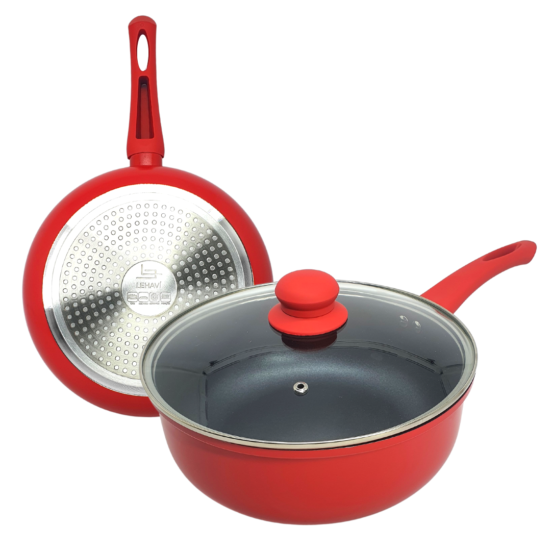 Panela Indução Cerâmica Antiaderente Tampa Não Gruda 24 Cm