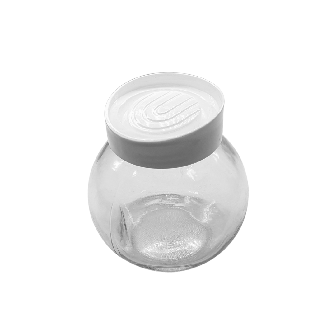 Pote Baleiro Vidro Cristal Transparente Tampa Plástico 500ml