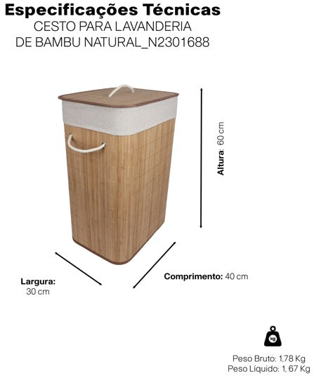 Cesto Roupa Suja Organizador Retangular Banheiro Lavanderia