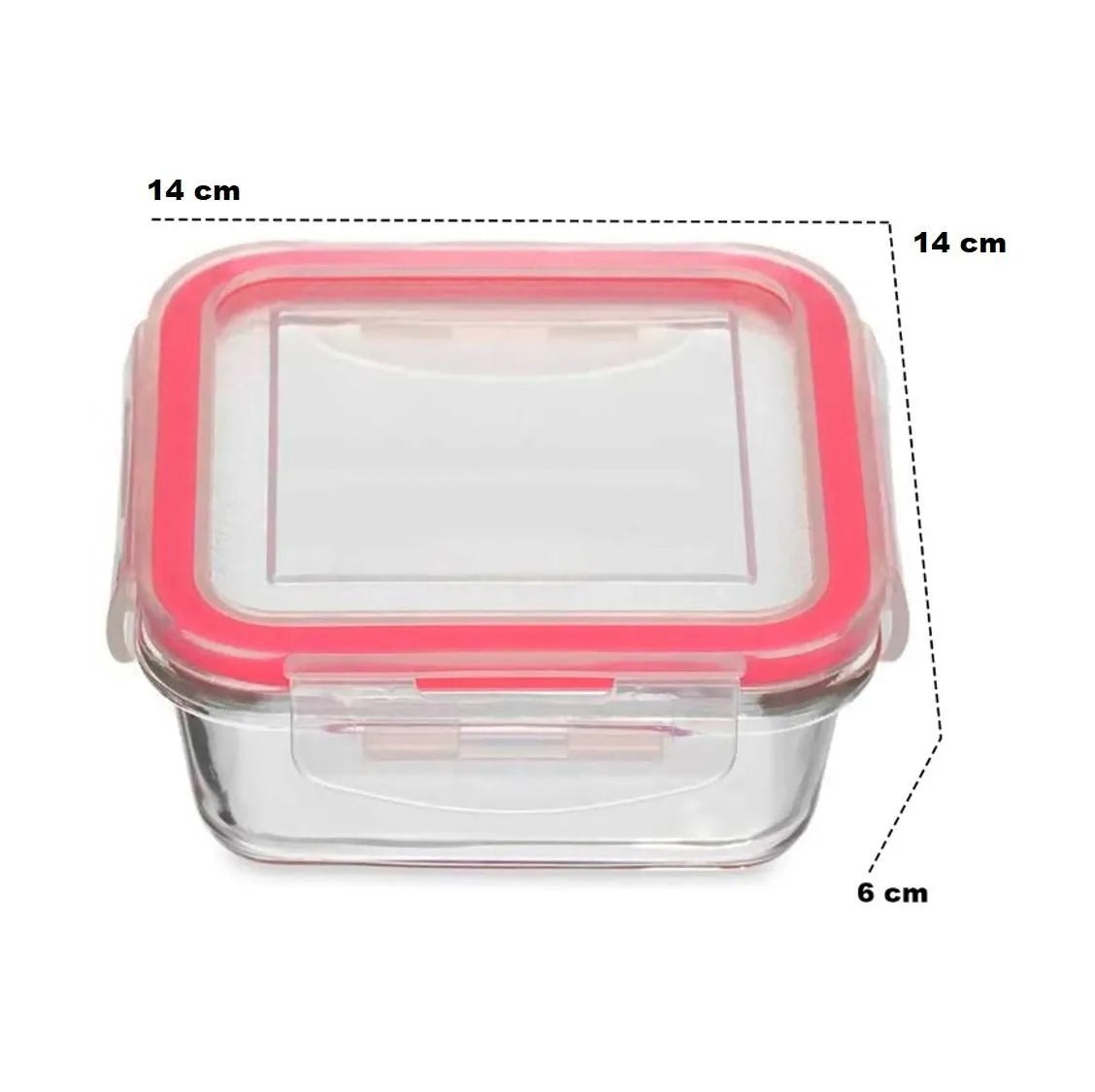 Pote Vidro 520ml Hermético Marmita Fit 4 Travas Quadrado Red