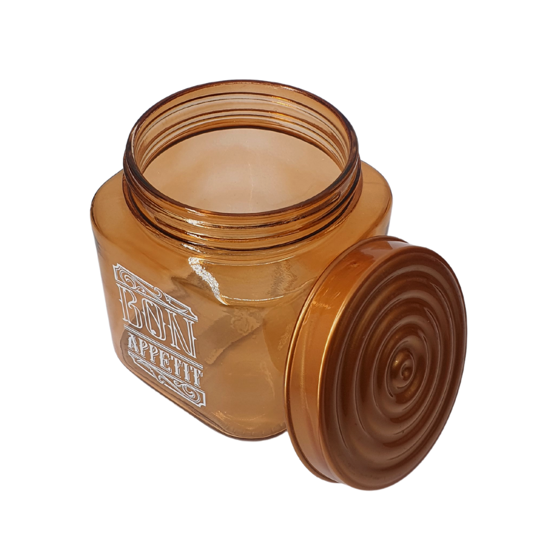 Pote Porta Mantimento Vidro Tampa Bronze Bon Appetit 1l 3 Pç