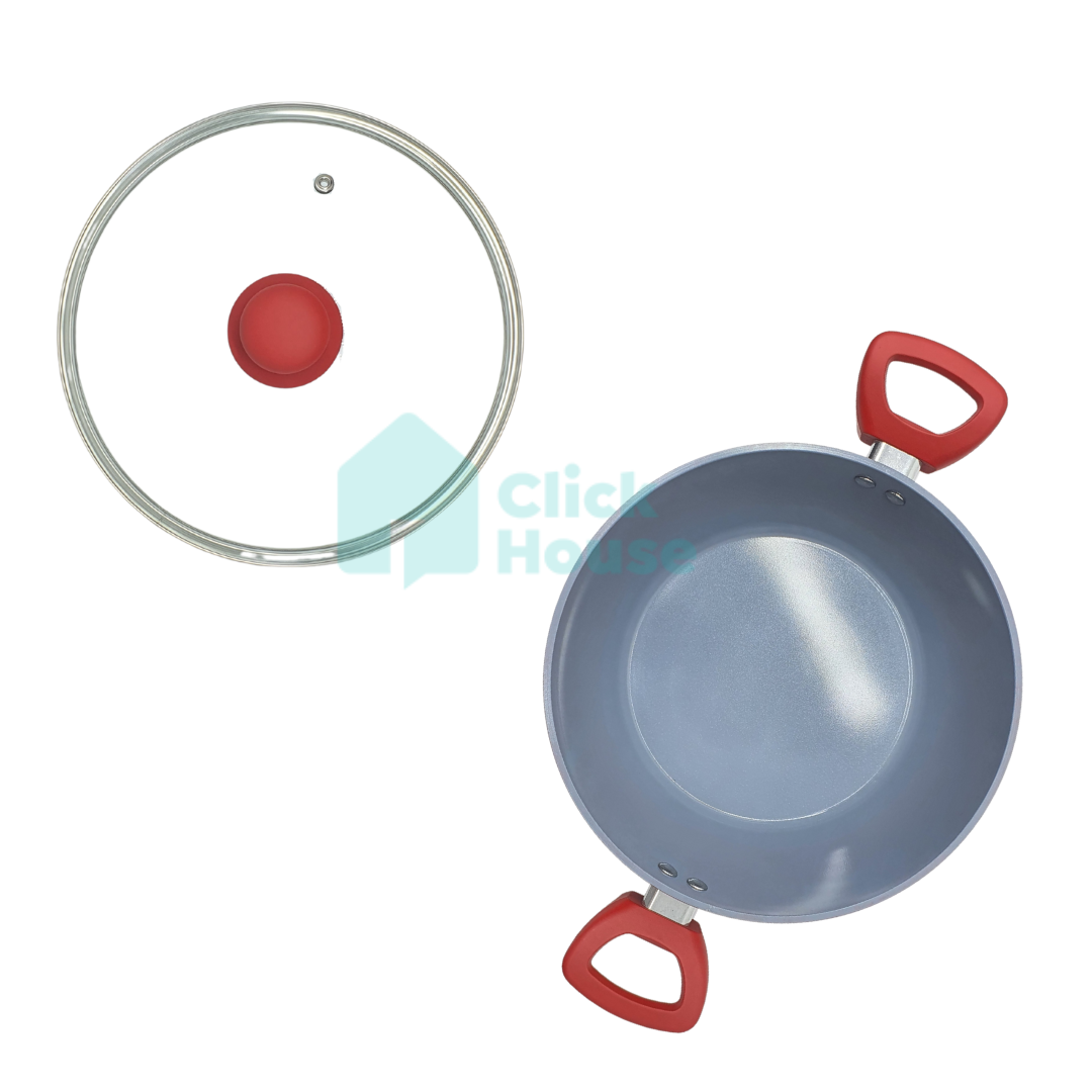 Panela Caçarola Tampa Antiaderente Cerâmica Não Gruda 20cm