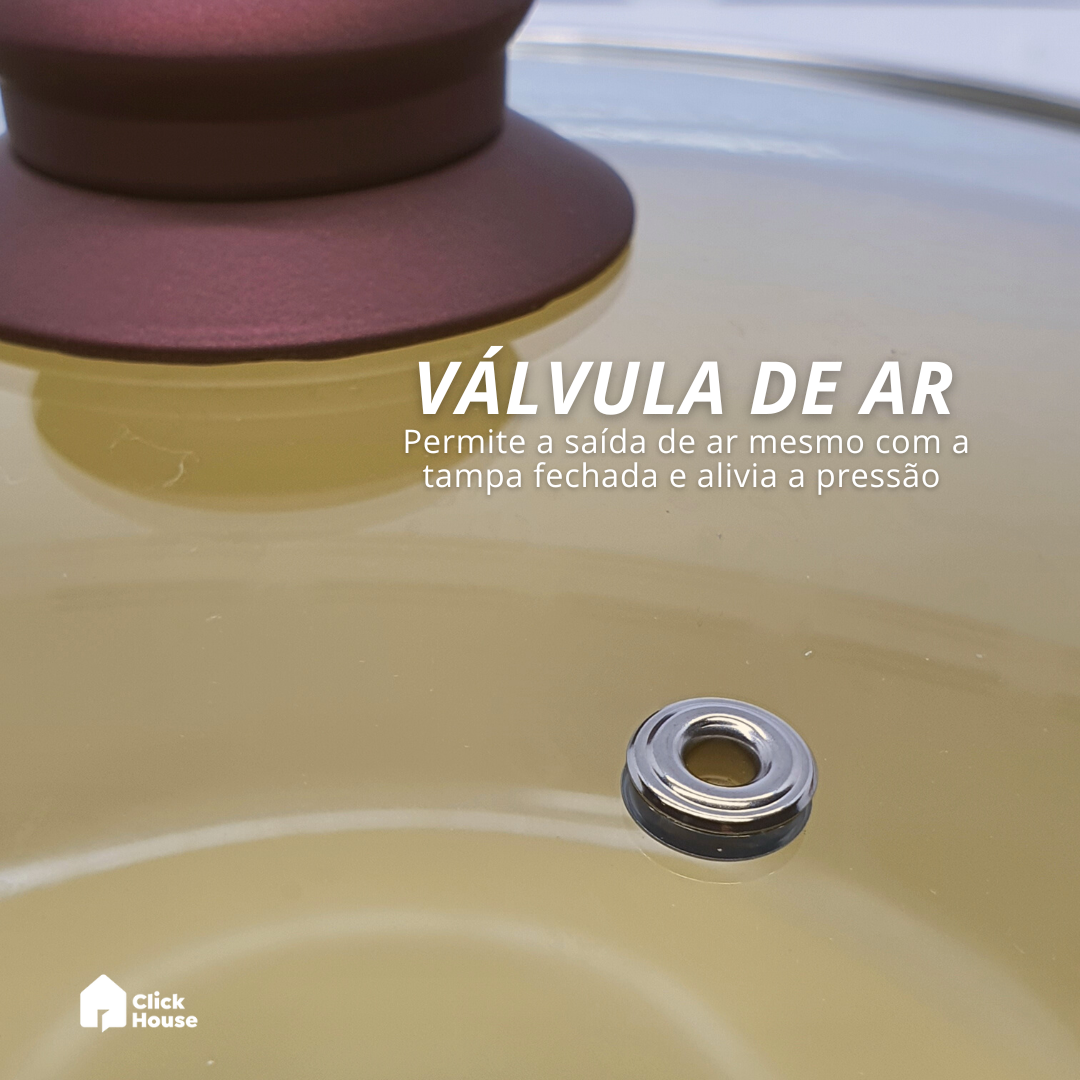 Panela Caçarola Tampa Antiaderente Cerâmica Não Gruda 20cm