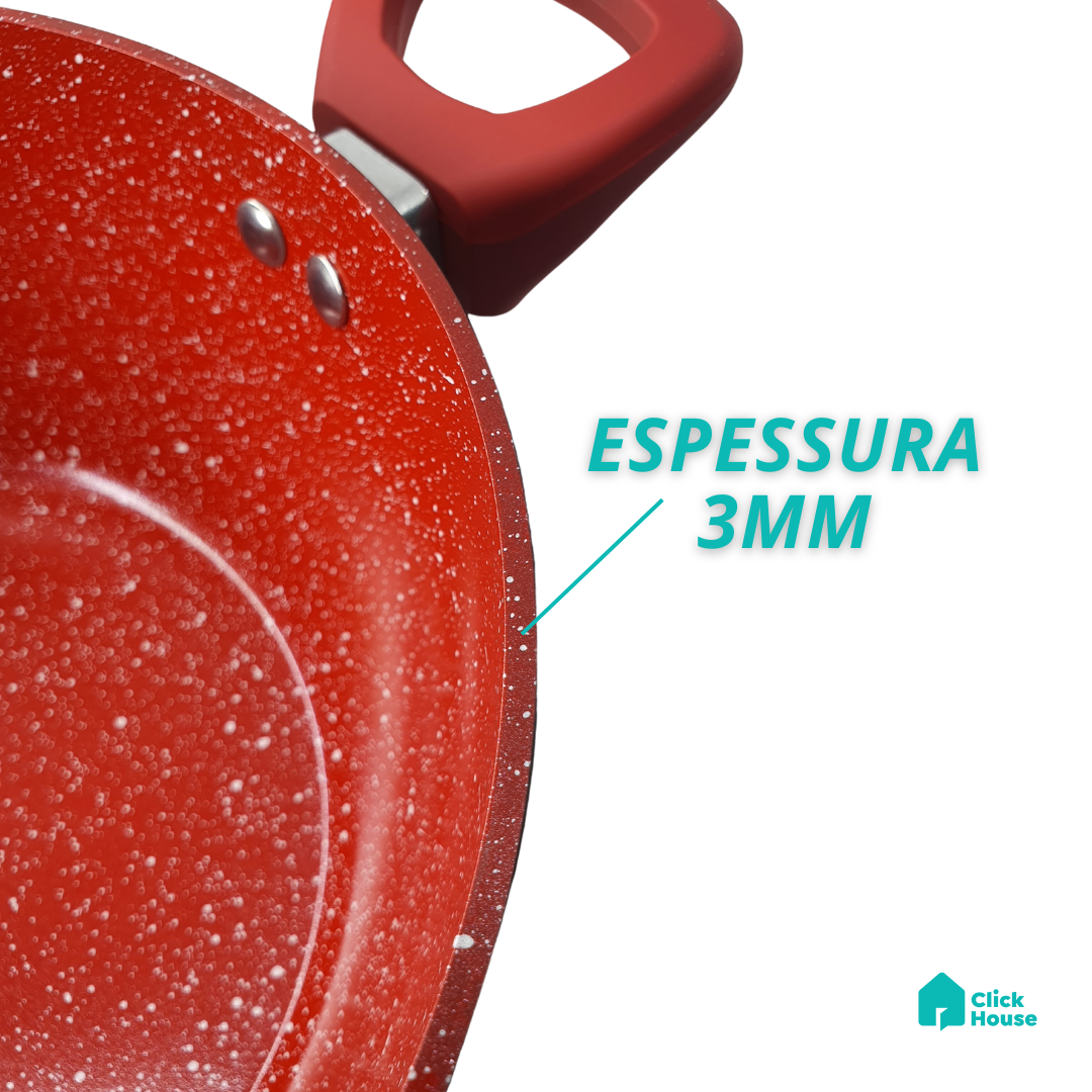 Panela Caçarola Tampa Antiaderente Cerâmica Não Gruda 20cm