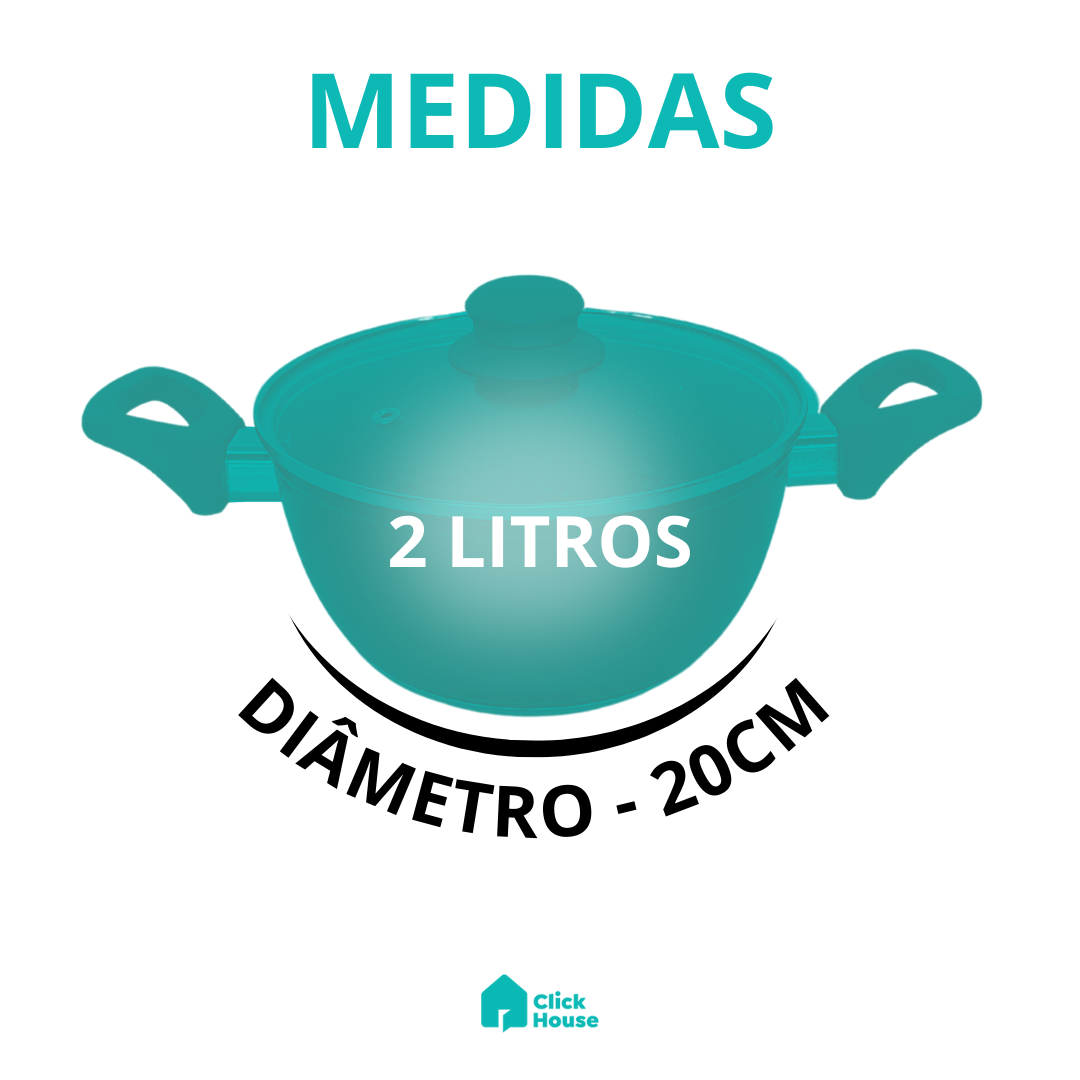 Panela Caçarola Tampa Antiaderente Cerâmica Não Gruda 20cm