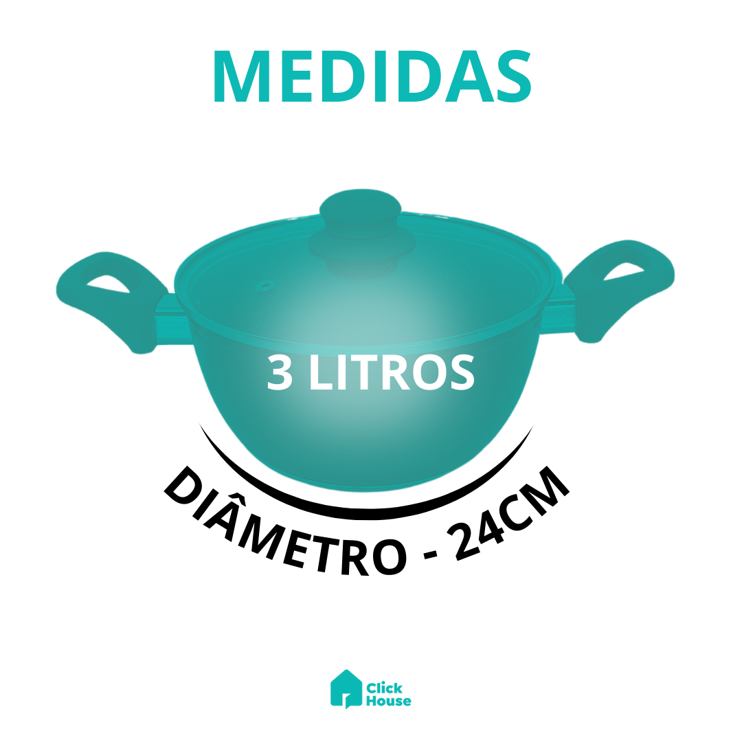 Panela Caçarola Tampa Antiaderente Cerâmica Não Gruda 24cm