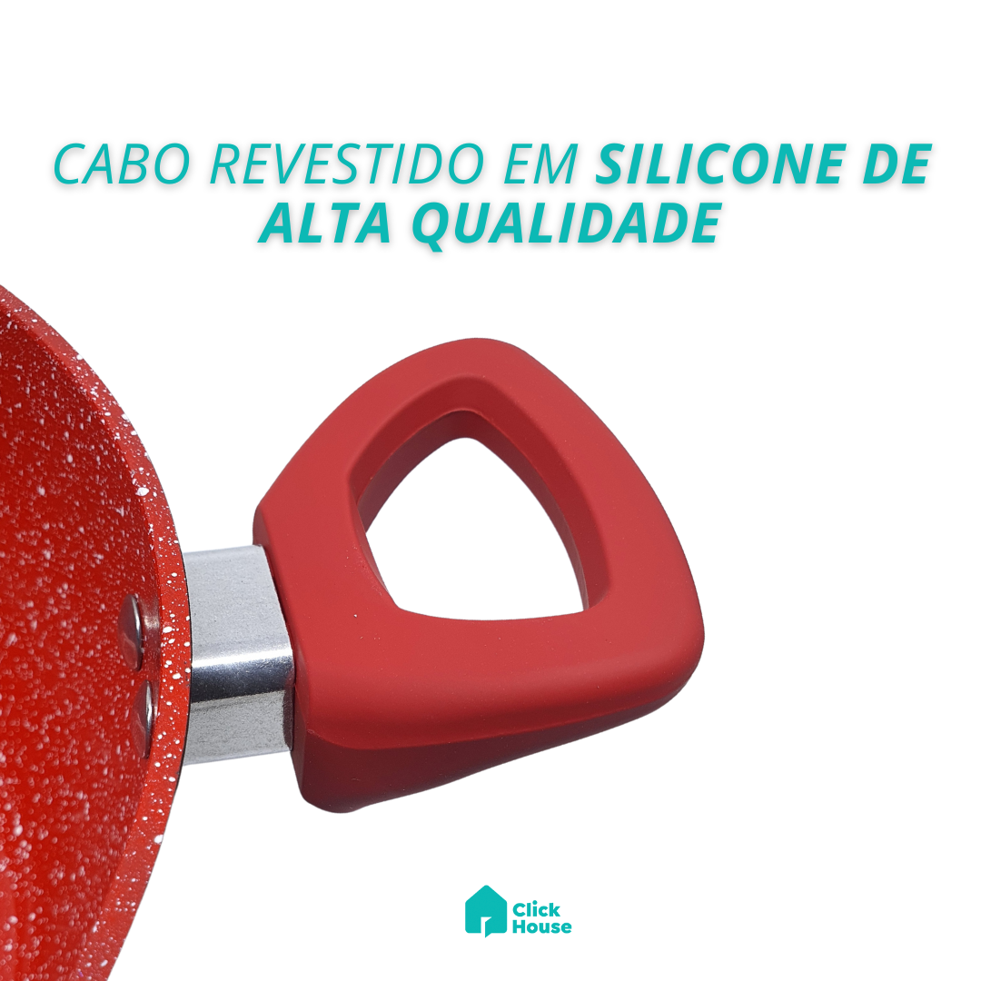 Panela Caçarola Tampa Antiaderente Cerâmica Não Gruda 24cm