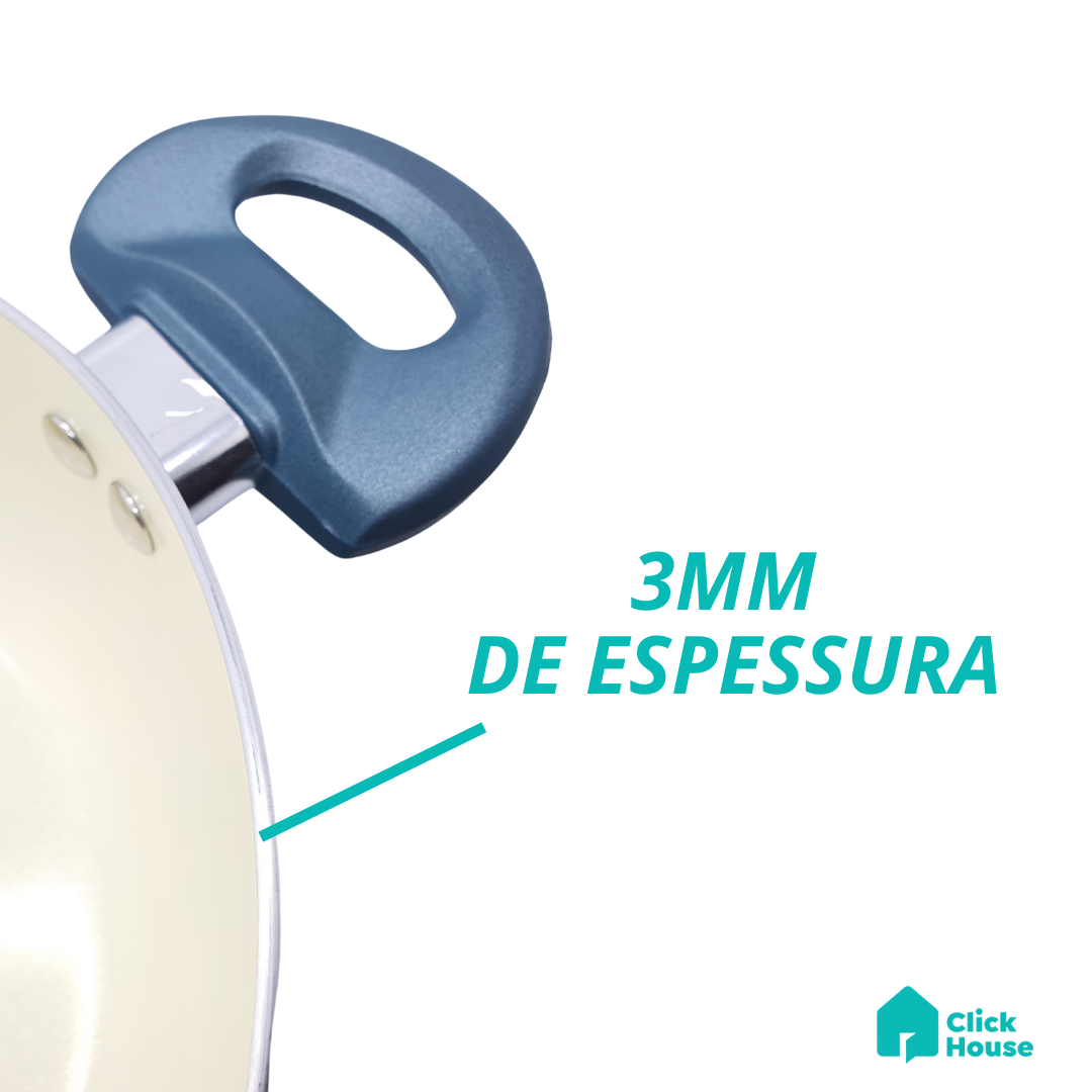 Panela Antiaderente Indução Cerâmica Cooktop Fogão 24cm