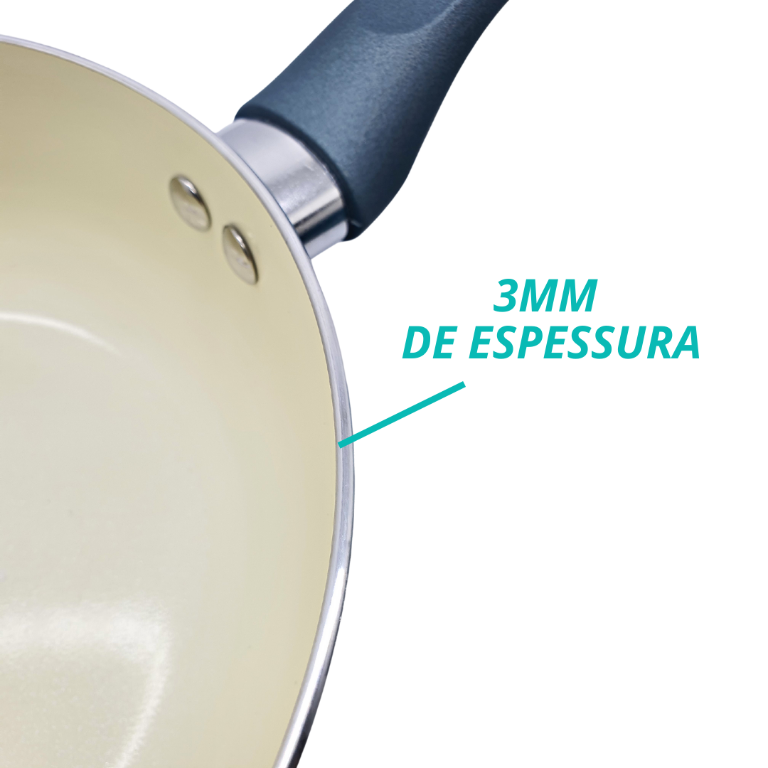 Caçarola Panela Antiaderente Cerâmica Indução Com Tampa 22cm