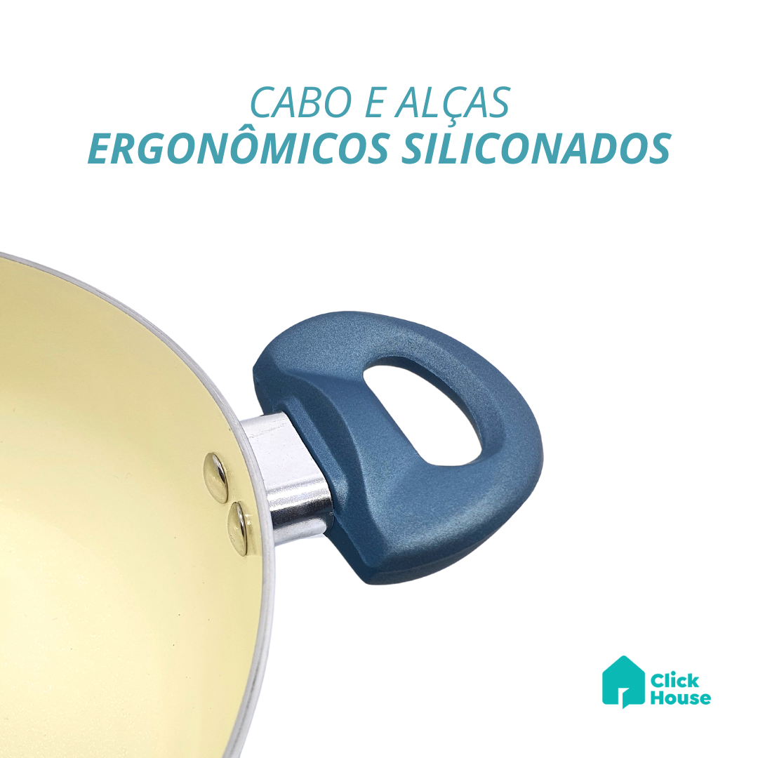 Caçarola Panela Antiaderente Cerâmica Indução Com Tampa 22cm