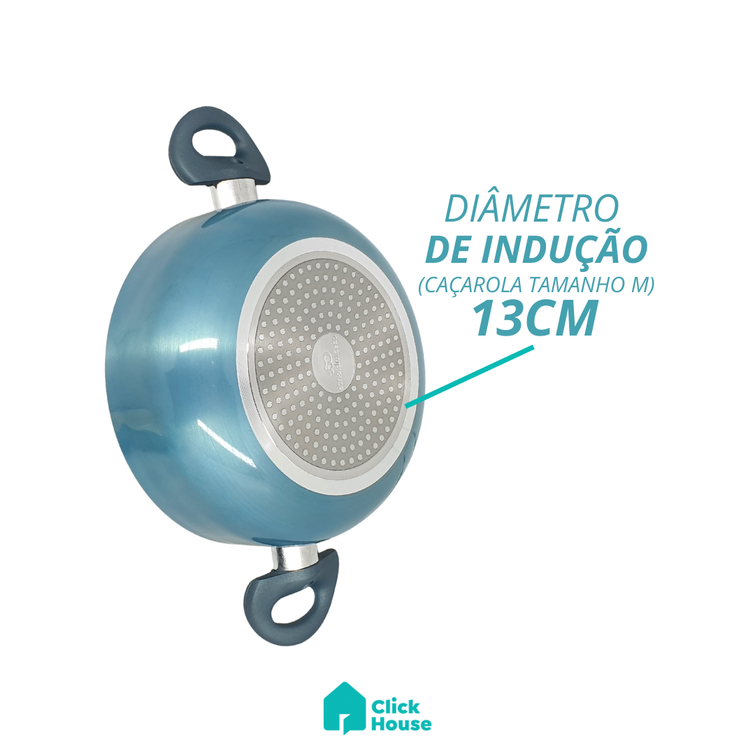 Caçarola Panela Antiaderente Cerâmica Indução Com Tampa 22cm