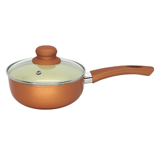 Panela Revestimento Cerâmico Antiaderente Tampa Vidro 16cm