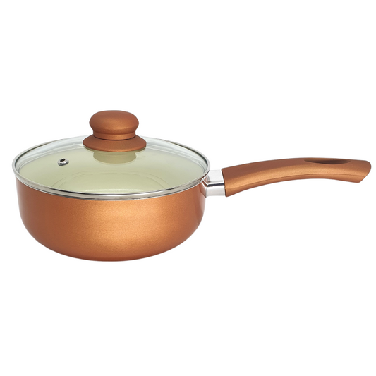 Panela Revestimento Cerâmico Antiaderente Tampa Vidro 18cm