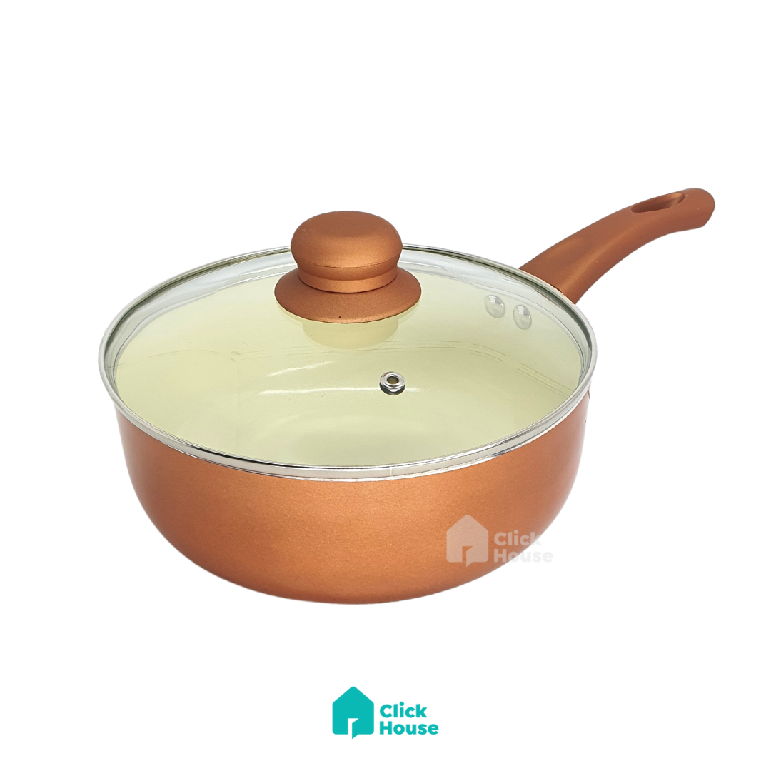 Panela Revestimento Cerâmico Antiaderente Tampa Vidro 18cm