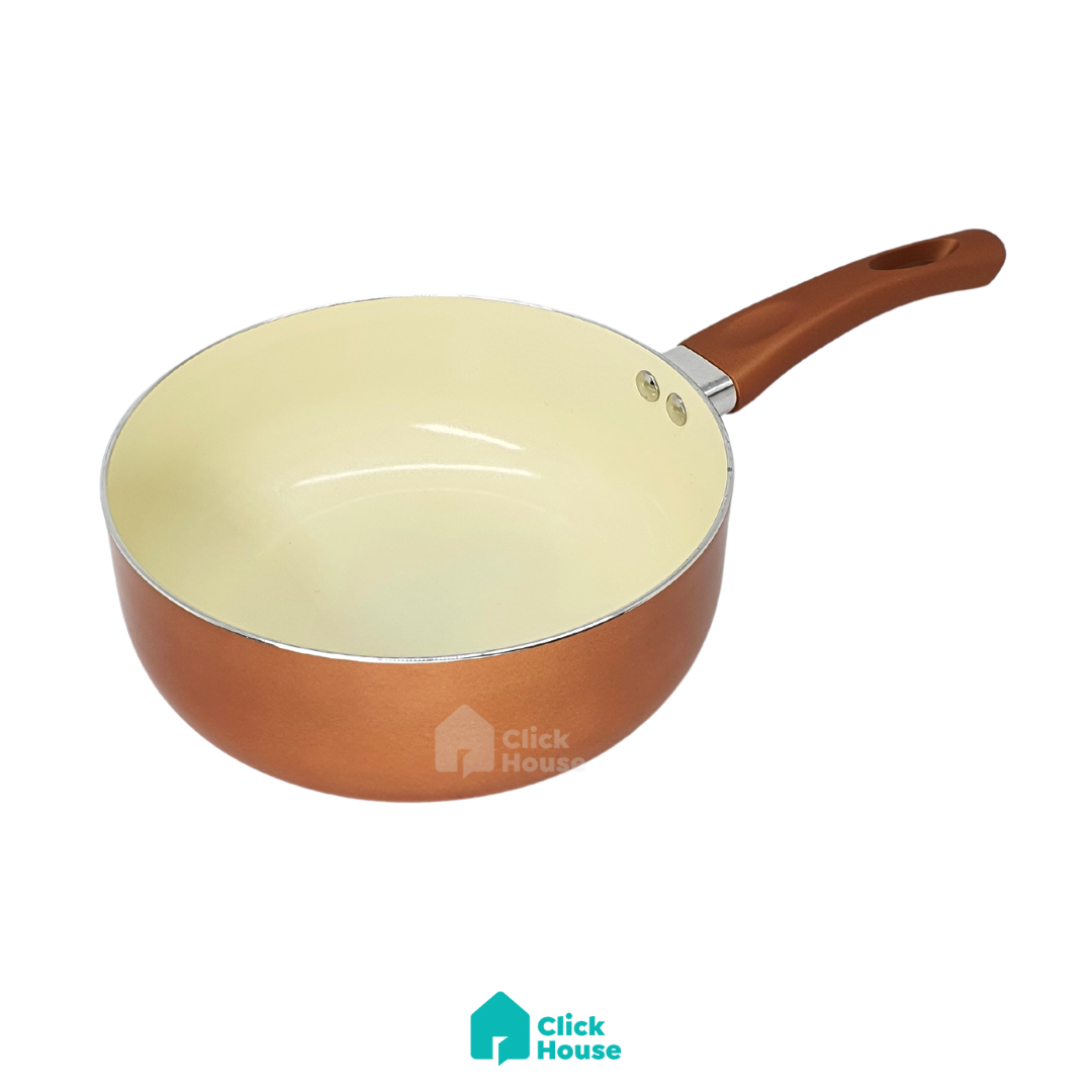 Panela Revestimento Cerâmico Antiaderente Tampa Vidro 18cm