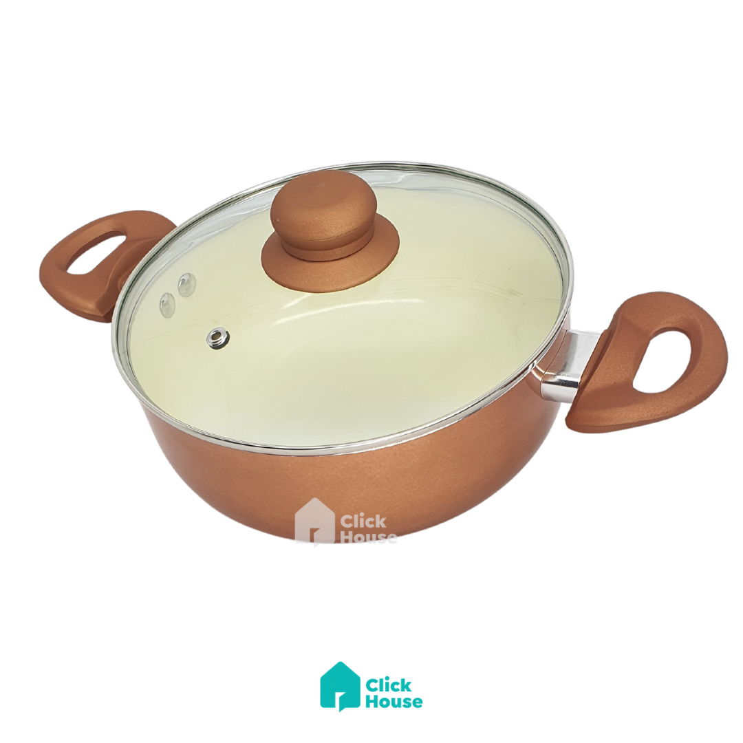 Panela Caçarola Cerâmica Antiaderente Tampa Não Gruda 22cm
