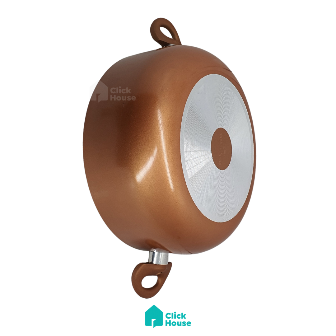Panela Caçarola Revestimento Cerâmico C/ Tampa De Vidro 26cm