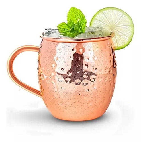Caneca Moscow Mule Em Cobre Martelada Drink Bar 500ml