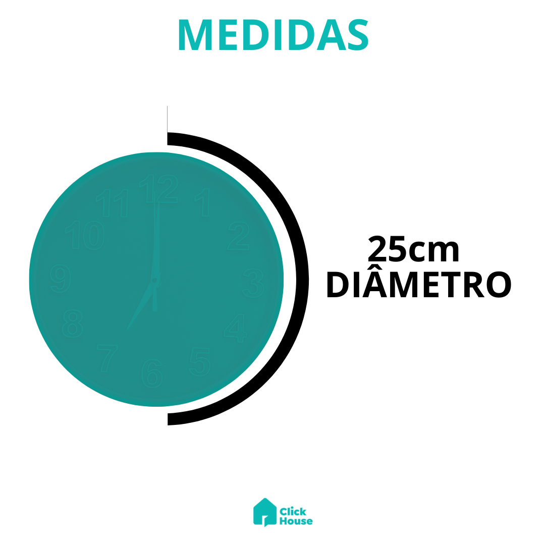 Relógio De Parede Cozinha Sala Quarto Analógico Redondo 25cm