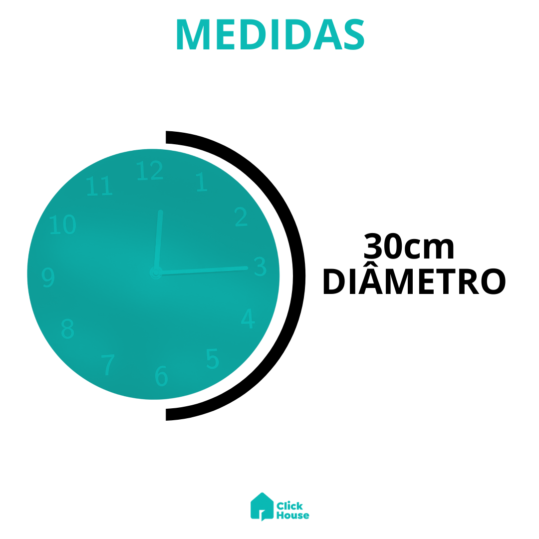 Relógio Parede Pendulo Cozinha Sala Analógico Redondo 30cm