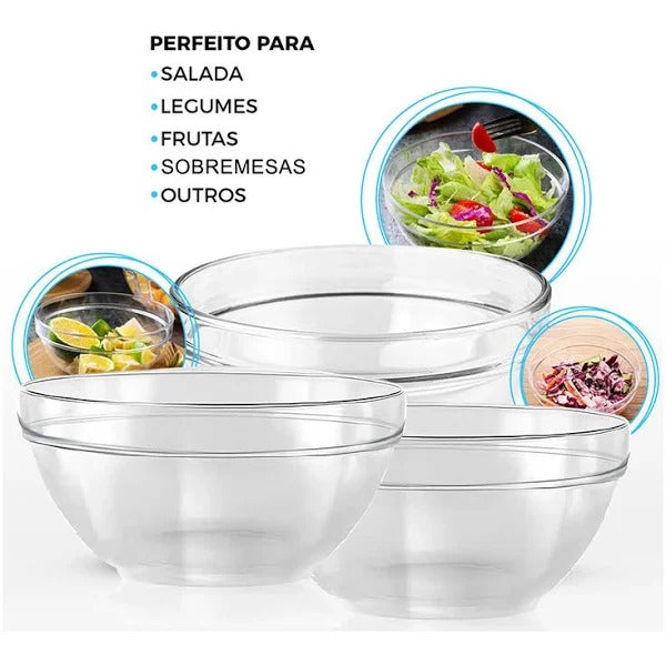Tigela Bowl Vidro Redonda Sobremesa Saladeira Travessa 2.1 L