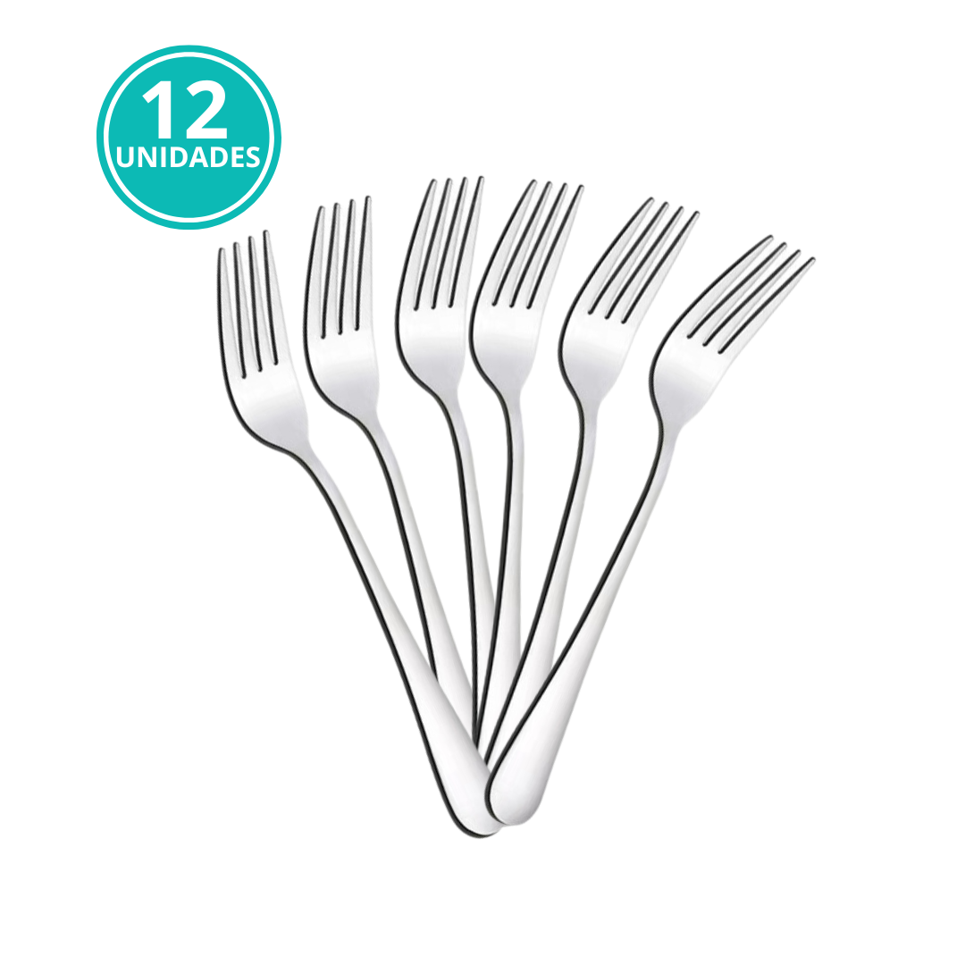 Talher Conjunto Jogo 12 Peças Inox Luxo Garfo Faca Colher