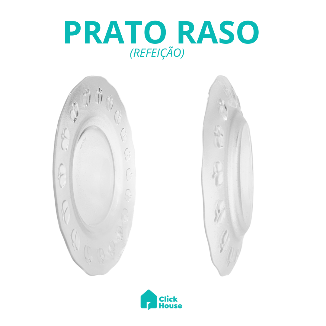Aparelho Jantar Maça Vidro Transparente 16 Peças Pratos Copo