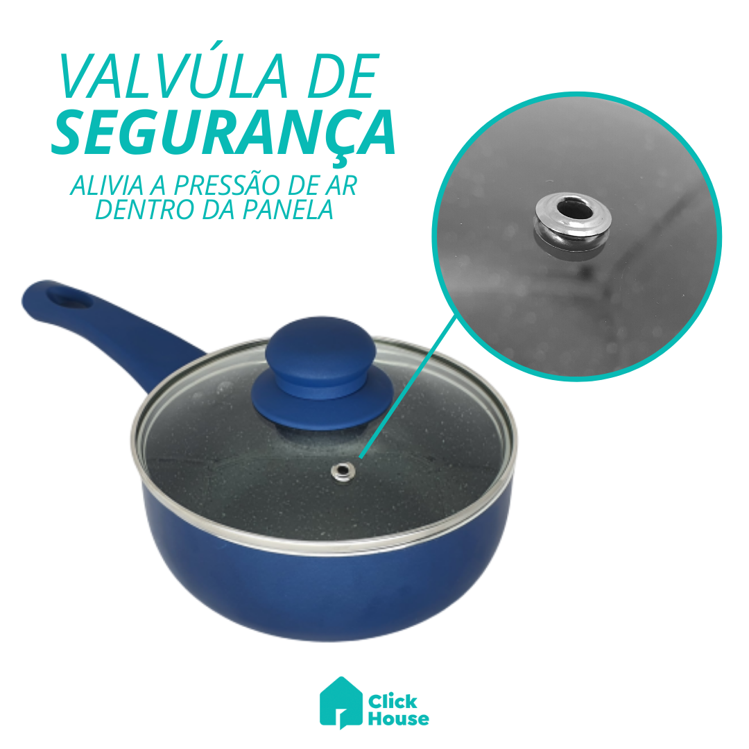 Panela Antiaderente Revestimento Cerâmico 16 Cm Tampa Vidro