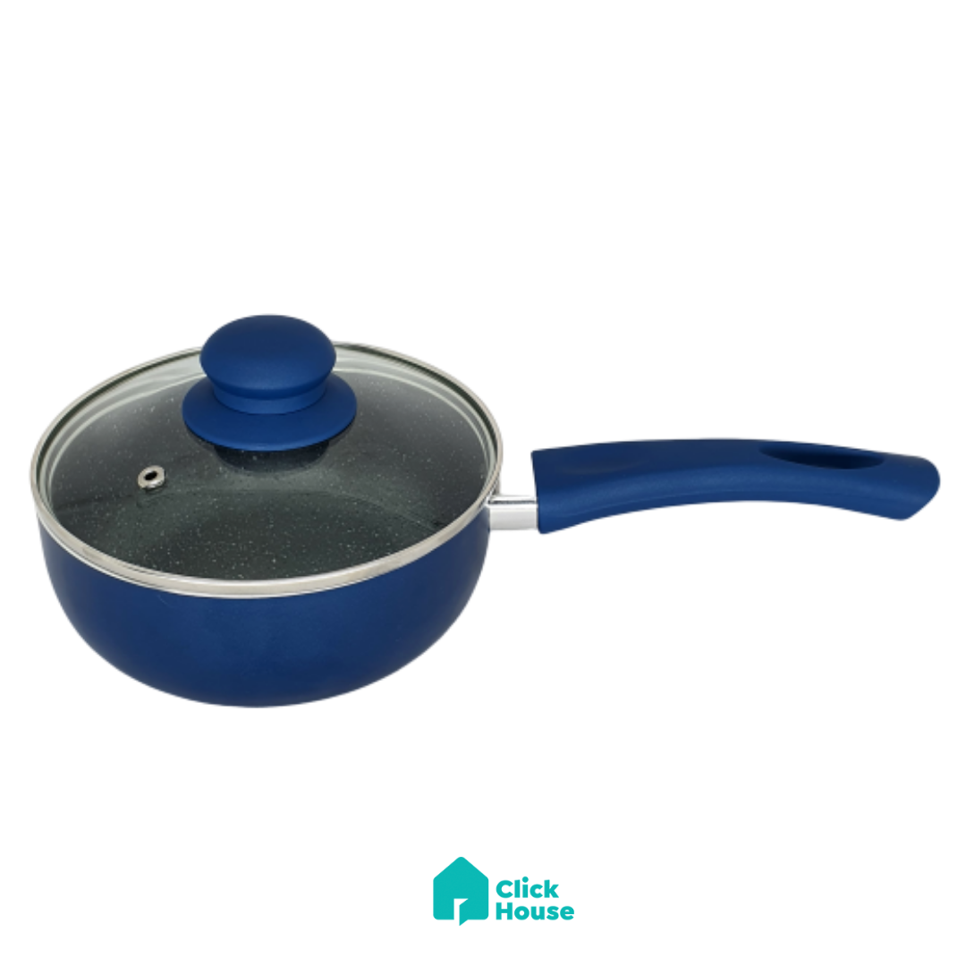 Panela Antiaderente Revestimento Cerâmico 16 Cm Tampa Vidro