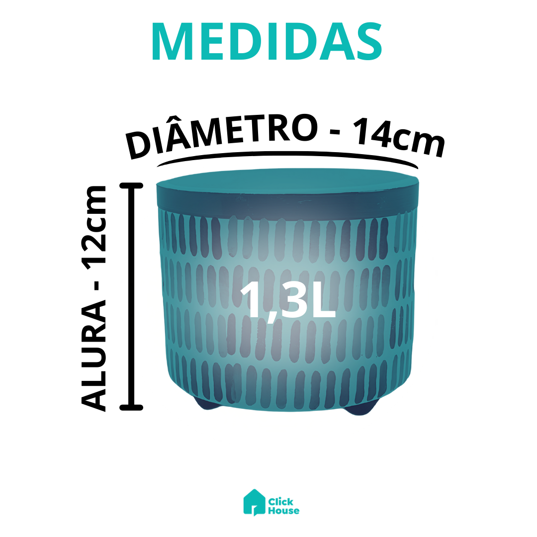 Vaso De Plantas Flores Redondo Decorativo Arranjo Sala 1,3l