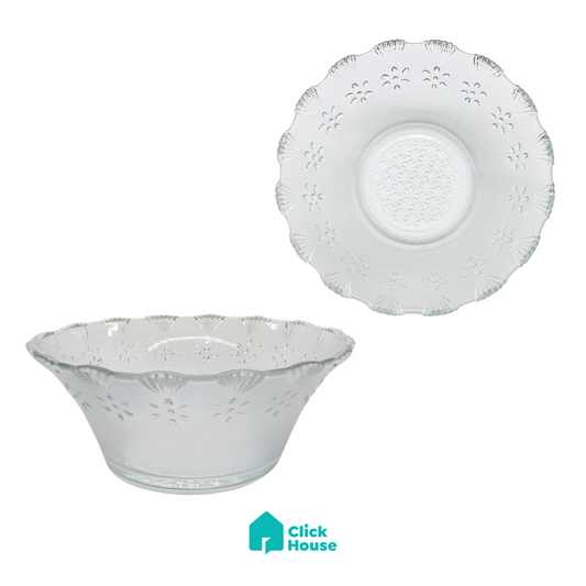 Aparelho De Jantar 6 Tigela Bowl E 6 Prato Rosas Liso Vidro