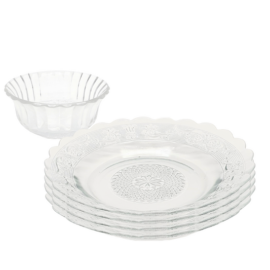 Aparelho De Jantar 1 Tigela Bowl Tripoli 4 Pratos Liso Vidro